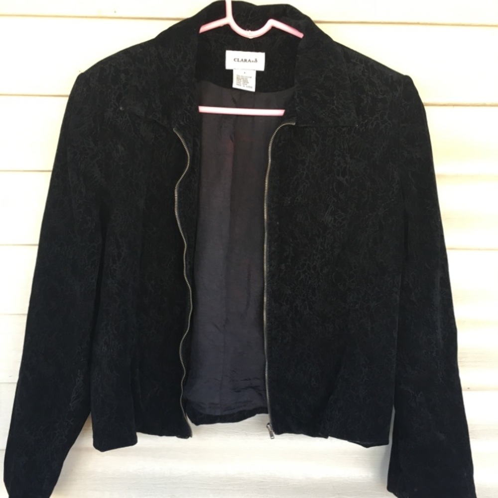 Vintage Black suede/ Velvet feel short jacket.